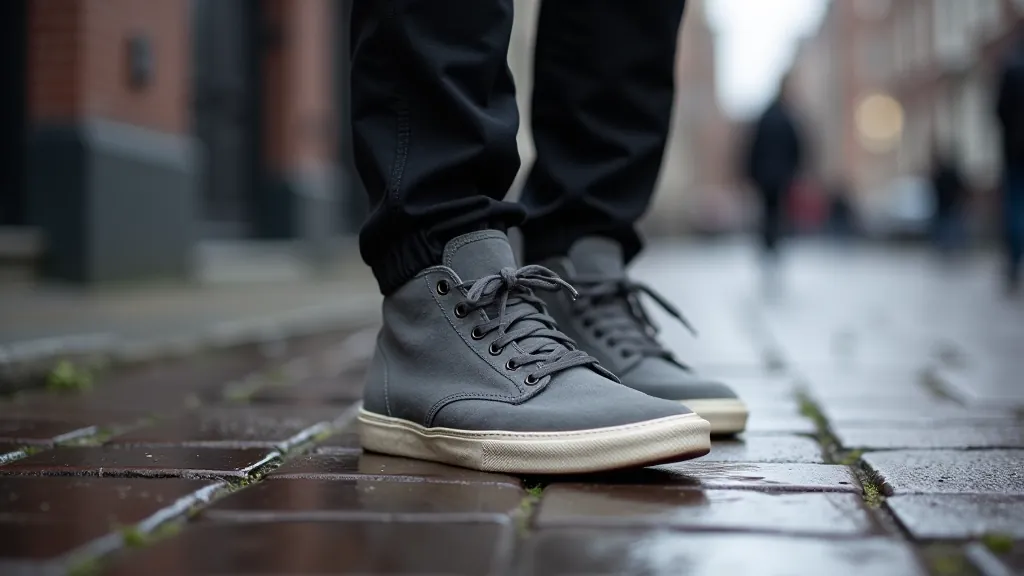 Urban Canvas Sneaker in charcoal grey on concrete